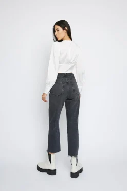 Glamorous Blouses & Shirts|White V- Neck Button Front Blouse -