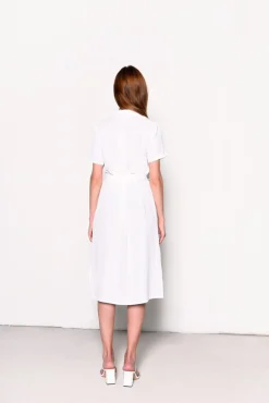 Glamorous Midi & Midaxi Dresses|Midi & Midaxi Dresses|White V-Neck Belted Midi Dress -