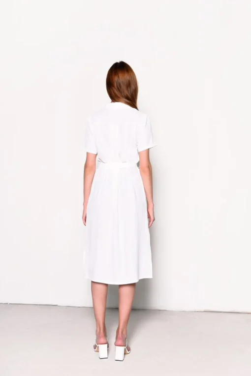 Glamorous Midi & Midaxi Dresses|Midi & Midaxi Dresses|White V-Neck Belted Midi Dress -