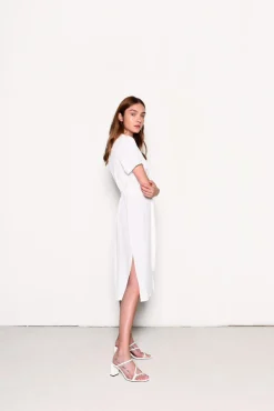 Glamorous Midi & Midaxi Dresses|Midi & Midaxi Dresses|White V-Neck Belted Midi Dress -