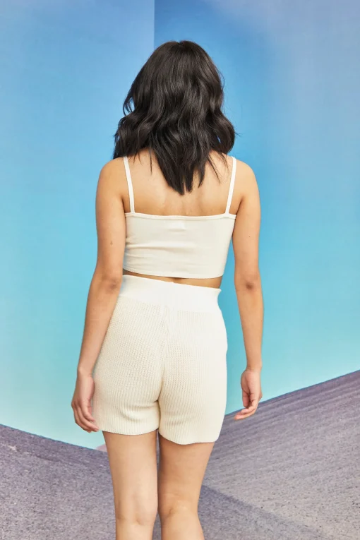 Glamorous Chic Escapes|Woven Shorts|Women's Cream High Waisted Shorts -