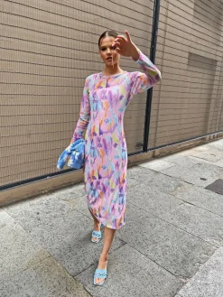 Glamorous Day Dresses|Midi & Midaxi Dresses|womens Multi Blurred Print Midi-Dress -