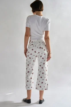 Glamorous Chic Escapes|Womens White Ditsy Denim Jeans -