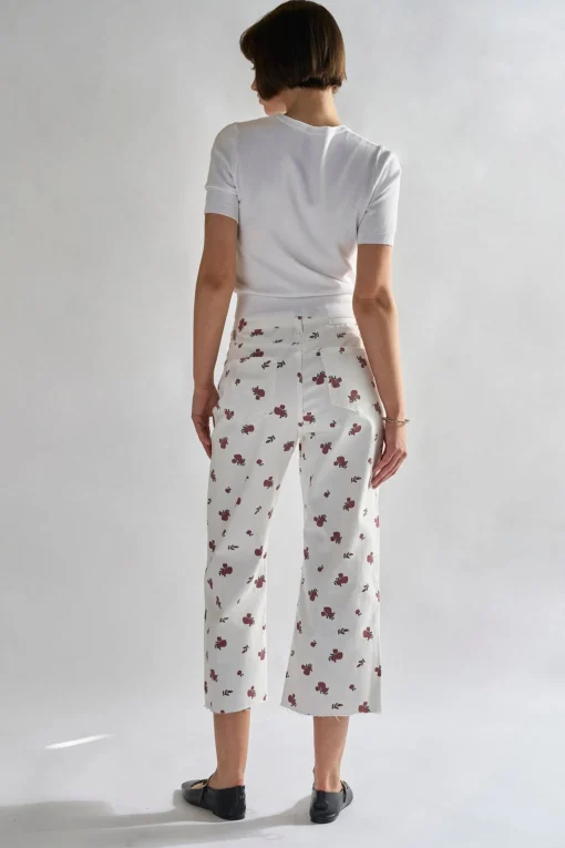Glamorous Chic Escapes|Womens White Ditsy Denim Jeans -
