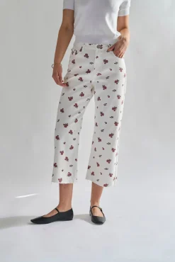 Glamorous Chic Escapes|Womens White Ditsy Denim Jeans -