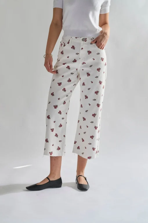 Glamorous Chic Escapes|Womens White Ditsy Denim Jeans -