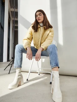 Glamorous Faux Fur & Leather|Jackets|Yellow Cropped Faux Leather Jacket -