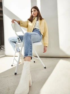Glamorous Faux Fur & Leather|Jackets|Yellow Cropped Faux Leather Jacket -
