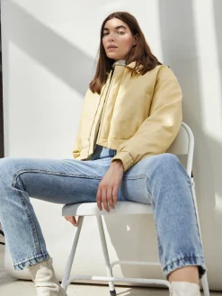 Glamorous Faux Fur & Leather|Jackets|Yellow Cropped Faux Leather Jacket -