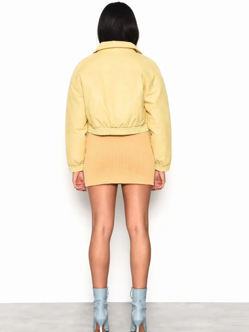 Glamorous Faux Fur & Leather|Jackets|Yellow Cropped Faux Leather Jacket -