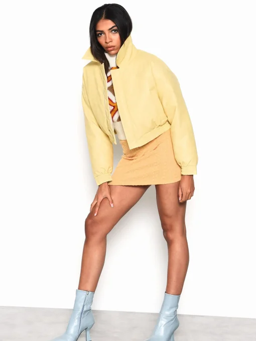 Glamorous Faux Fur & Leather|Jackets|Yellow Cropped Faux Leather Jacket -