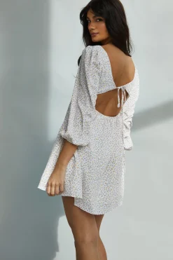 Glamorous Mini Dresses|Mini Dresses|Yellow Mini Ditsy Square Neck Shift Mini Dress -