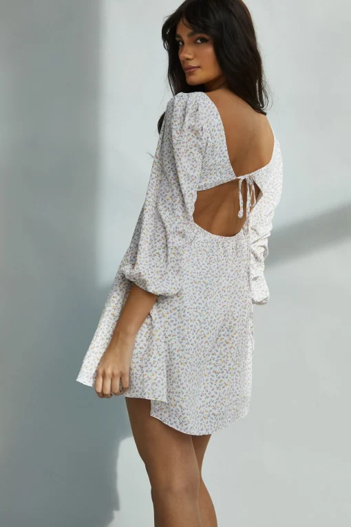 Glamorous Mini Dresses|Mini Dresses|Yellow Mini Ditsy Square Neck Shift Mini Dress -