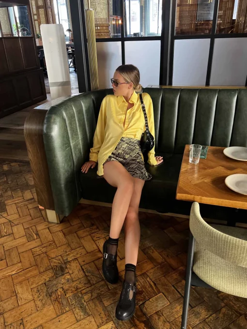 Glamorous Go To Partywear|Mini Skirts|Yellow Sketch Stripe Bias Cut Mini Skirt -