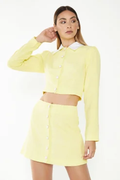 Glamorous Mini Skirts|Yellow Tweed Mini Skirt -