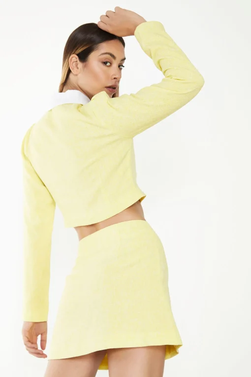 Glamorous Mini Skirts|Yellow Tweed Mini Skirt -