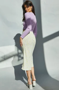 Glamorous Midi & Midaxi Skirts|Yellow Vintage Daisy Midi Skirt -