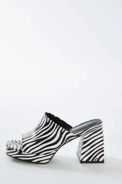 Glamorous Go To Partywear|Heels|Zebra Print Block Heel Mules -