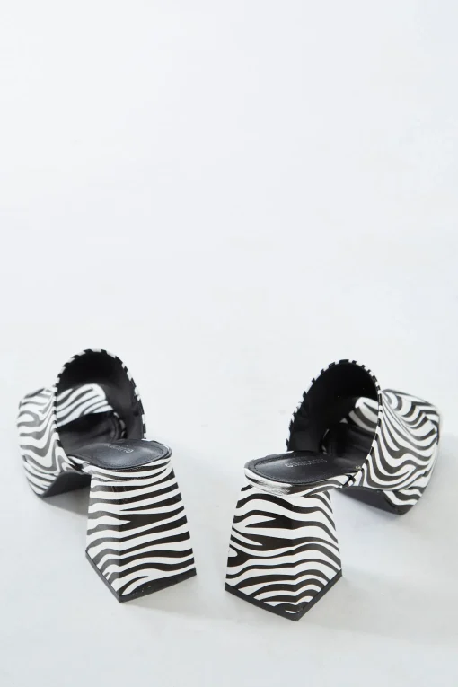 Glamorous Go To Partywear|Heels|Zebra Print Block Heel Mules -