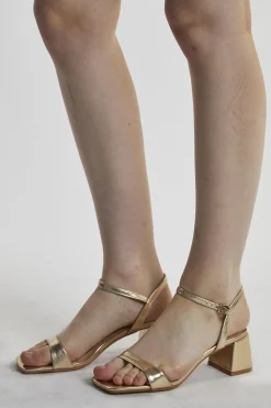 Glamorous Heels|Gold Block-Heel Shoe -