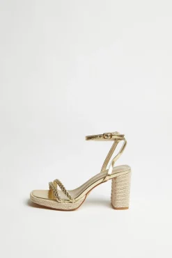Glamorous Heels|Gold Braided Espadrille-Heels -