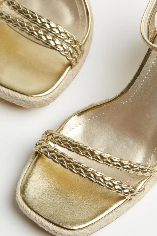 Glamorous Heels|Gold Braided Espadrille-Heels -