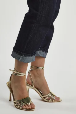 Glamorous Heels|Gold Heart Strappy Heels -