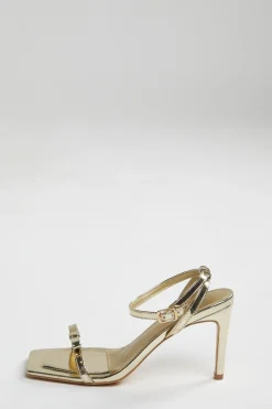 Glamorous Best Dressed Guest|Heels|Gold Strappy Bow Barely There-Heels -