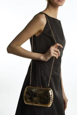 Glamorous Clutch Bags|Gold Structed Box Clutch-Bag -
