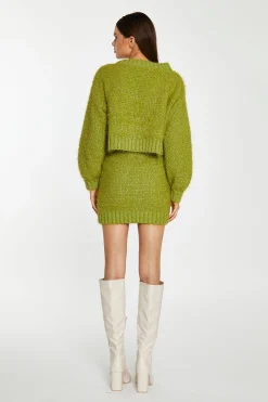 Glamorous Workwear|Co-ords|Grass-Green Cable-Knit Long Sleeve Jumper -