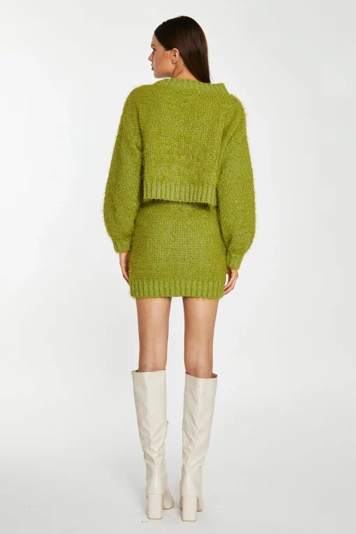 Glamorous Workwear|Co-ords|Grass-Green Cable-Knit Long Sleeve Jumper -