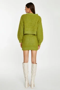 Glamorous Workwear|Co-ords|Grass-Green Cable-Knit Mini-Skirt -