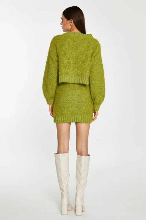 Glamorous Workwear|Co-ords|Grass-Green Cable-Knit Mini-Skirt -
