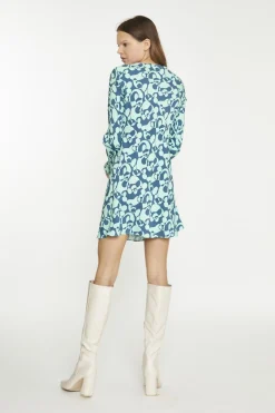 Glamorous Day Dresses|Mini Dresses|Green Abstract-Bubble Long-Sleeve Mini-Dress -