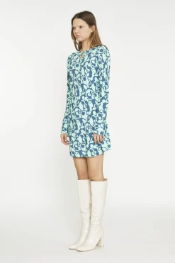 Glamorous Day Dresses|Mini Dresses|Green Abstract-Bubble Long-Sleeve Mini-Dress -