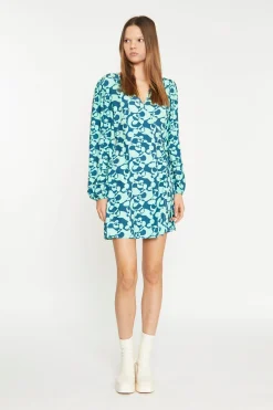 Glamorous Day Dresses|Wrap Dressses|Green Abstract-Bubble V-Neck Wrap Mini Dress -
