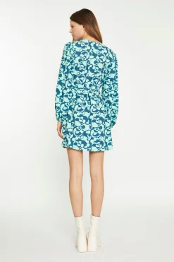 Glamorous Day Dresses|Wrap Dressses|Green Abstract-Bubble V-Neck Wrap Mini Dress -
