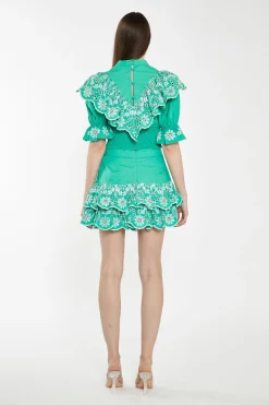 Glamorous Best Dressed Guest|Chic Escapes|Green Broderie Ruffle Crop Top -