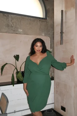 Glamorous Party Dresses|Going Out Dresses|Green Midi-Party dress -