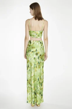 Glamorous Co-ords|Maxi Skirts|Green Multi-Blur Bias-Cut Maxi-Skirt -