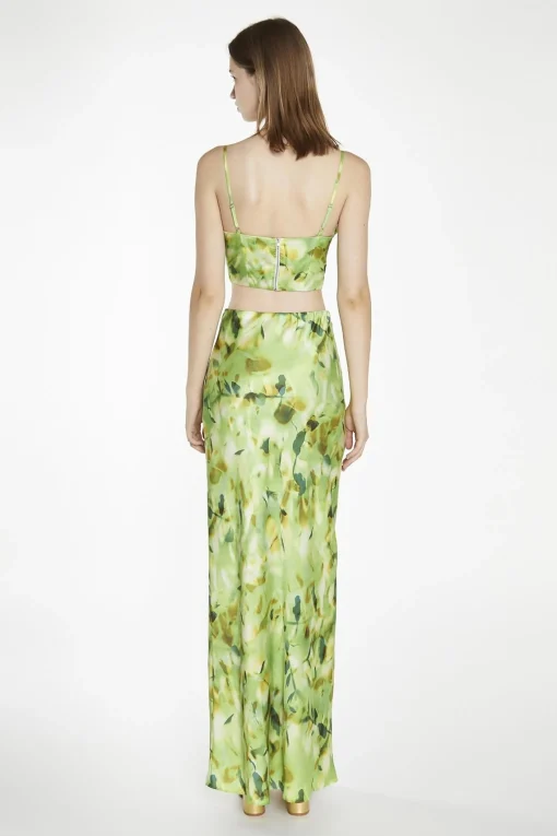 Glamorous Co-ords|Maxi Skirts|Green Multi-Blur Bias-Cut Maxi-Skirt -