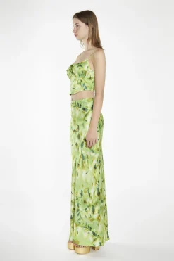Glamorous Co-ords|Maxi Skirts|Green Multi-Blur Bias-Cut Maxi-Skirt -