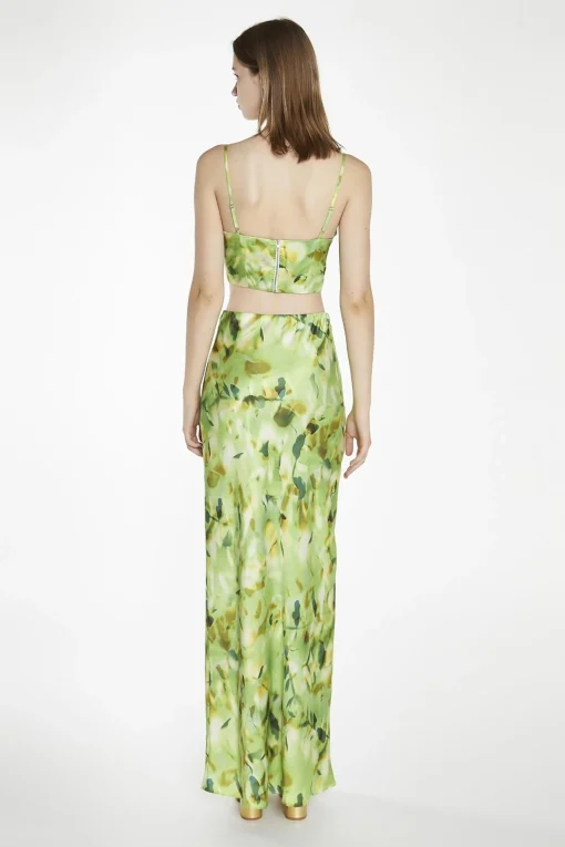 Glamorous Going Out Tops|Co-ords|Green Multi-Blur Tie-Front Corset-Top -
