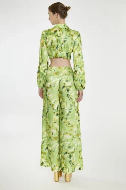 Glamorous Co-ords|Wide Leg Trousers|Green Multi-Blur Wide Leg-Trousers -