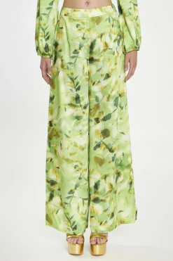 Glamorous Co-ords|Wide Leg Trousers|Green Multi-Blur Wide Leg-Trousers -