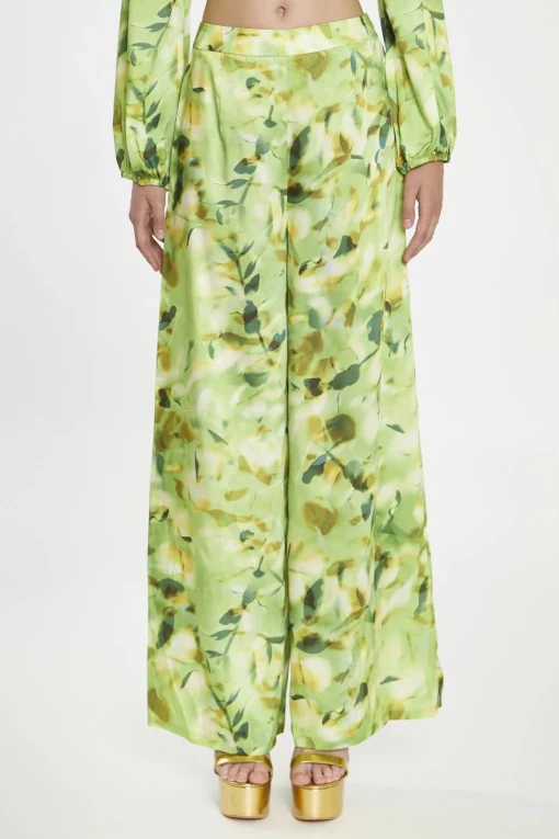 Glamorous Co-ords|Wide Leg Trousers|Green Multi-Blur Wide Leg-Trousers -