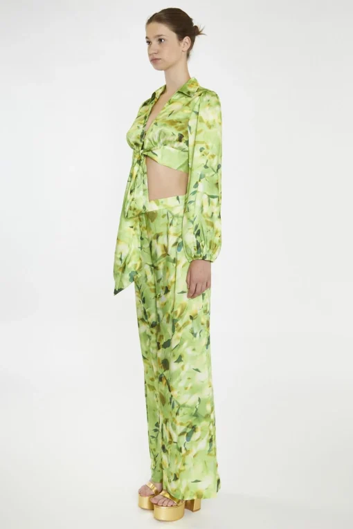 Glamorous Co-ords|Wide Leg Trousers|Green Multi-Blur Wide Leg-Trousers -