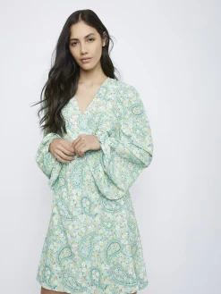 Glamorous Wrap Dressses|Green Paisley Wrap Dress -