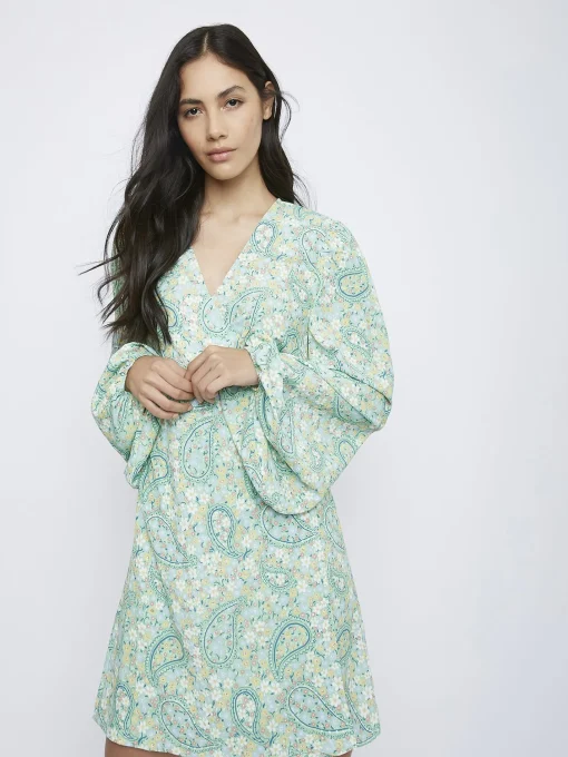 Glamorous Wrap Dressses|Green Paisley Wrap Dress -