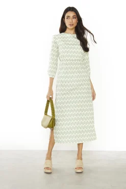 Glamorous Midi & Midaxi Dresses|Midi & Midaxi Dresses|Green Retro Wave Tie-Back Midi-Dress -